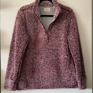 Weatherproof Vintage|Cozy Deep Mauve Pink Sherpa Pullover|Medium|EUC